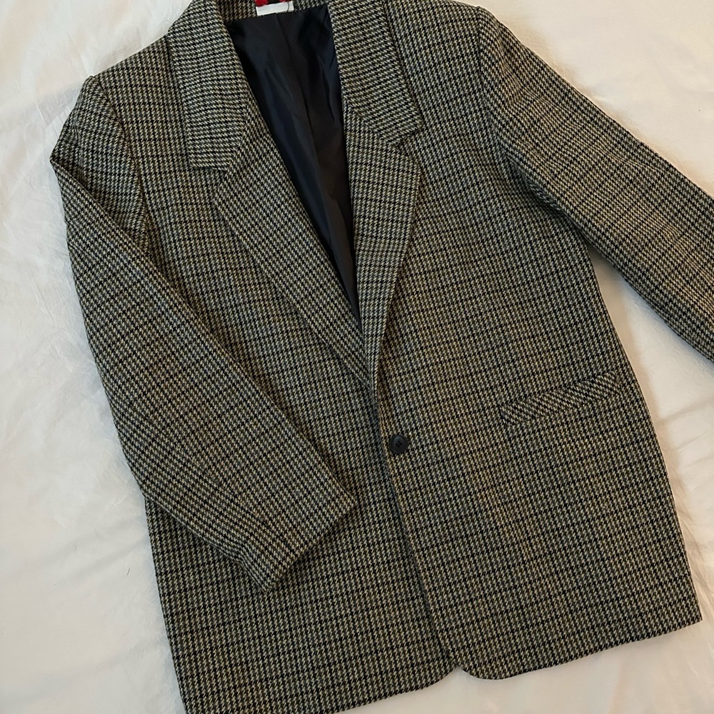 Vintage Houndstooth Wool Blazer